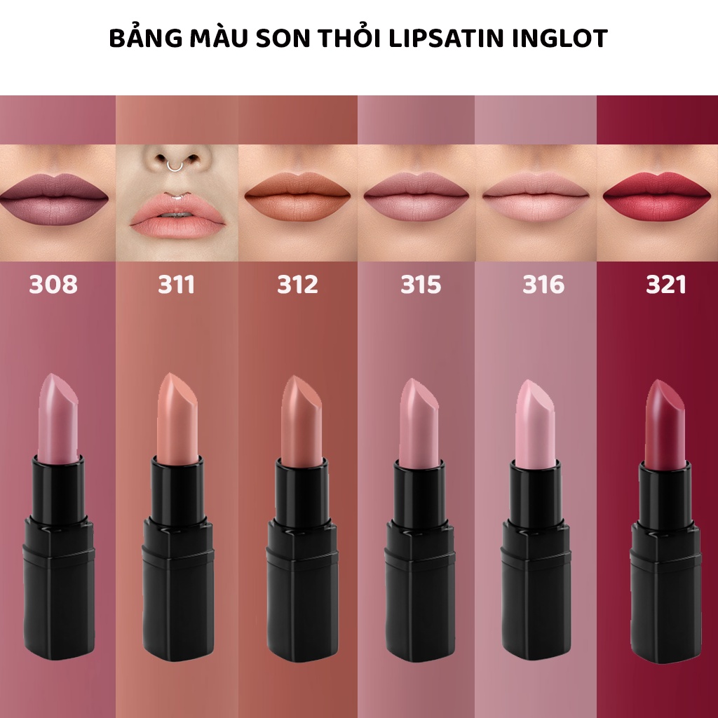 Son thỏi dưỡng môi có nhũ Lip satin Lipstick Inglot (4.5g)