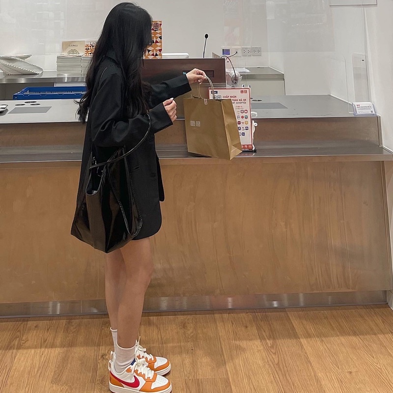 Blazer màu nâu tây-đen