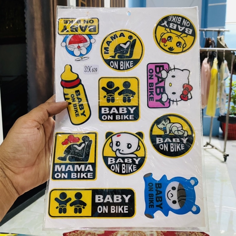 Tem sticker baby in car dễ thương