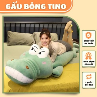 Gấu Bông Cá Sấu TINO Giá Rẻ Cá Sấu Mắt Lồi Mặt Ngáo Gối Ôm Hình Thú Khổng Lồ Size Khổng Lồ 1m1-1m3-1m5