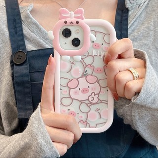 Ốp lưng nơ trong suốt iphone/android pig cute