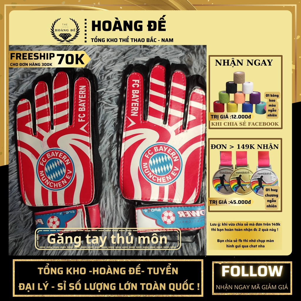 Găng tay thủ môn đá bắt bóng không xương giá rẻ siêu dính giá rẻ ,bao găng tay thủ môn không xương - Hoàng Đế 22