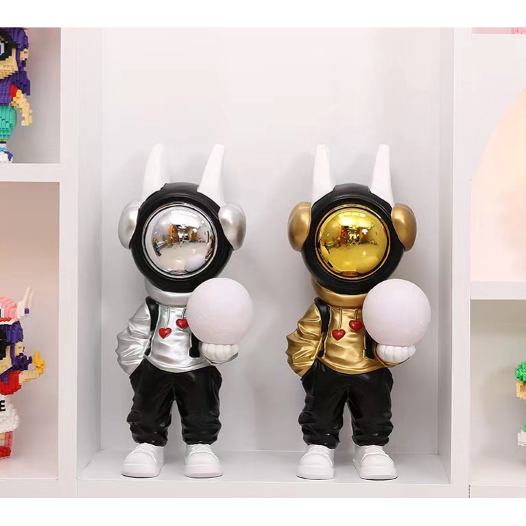 Mô hình BearBrick phi hành gia-tượng phi hàng gia kèm đèn đổi màu trang trí,đèn sạc,tích điện decor nhà cửa-quà tặng đẹp