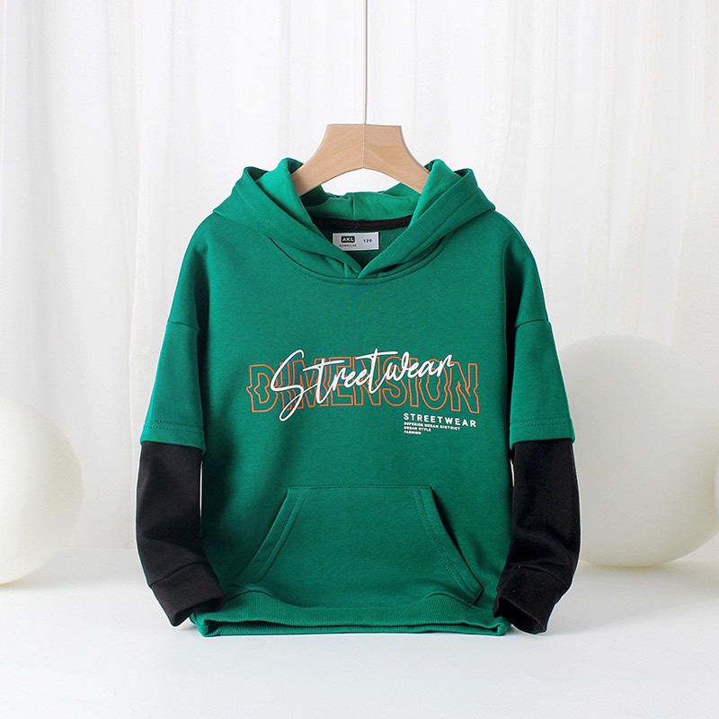 15-43kg Áo Nỉ Da Cá Có Mũ Phối Tay AKL cho Bé Trai #Streetwean