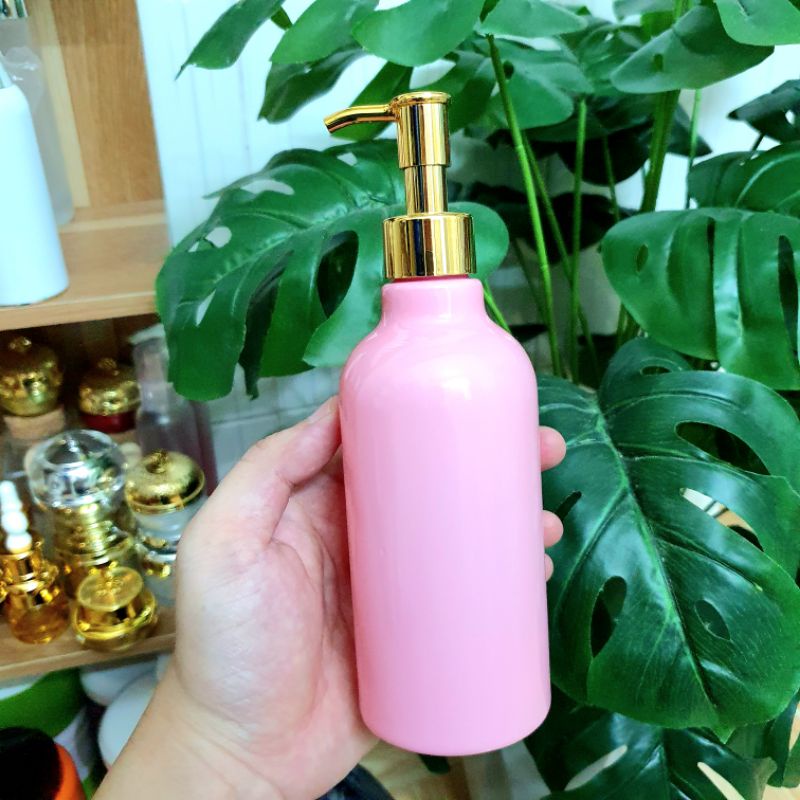 Chai đựng mỹ phẩm có thân tròn, vòi nhấn 300ml - dùng cho sữa tắm, gel, dầu gội