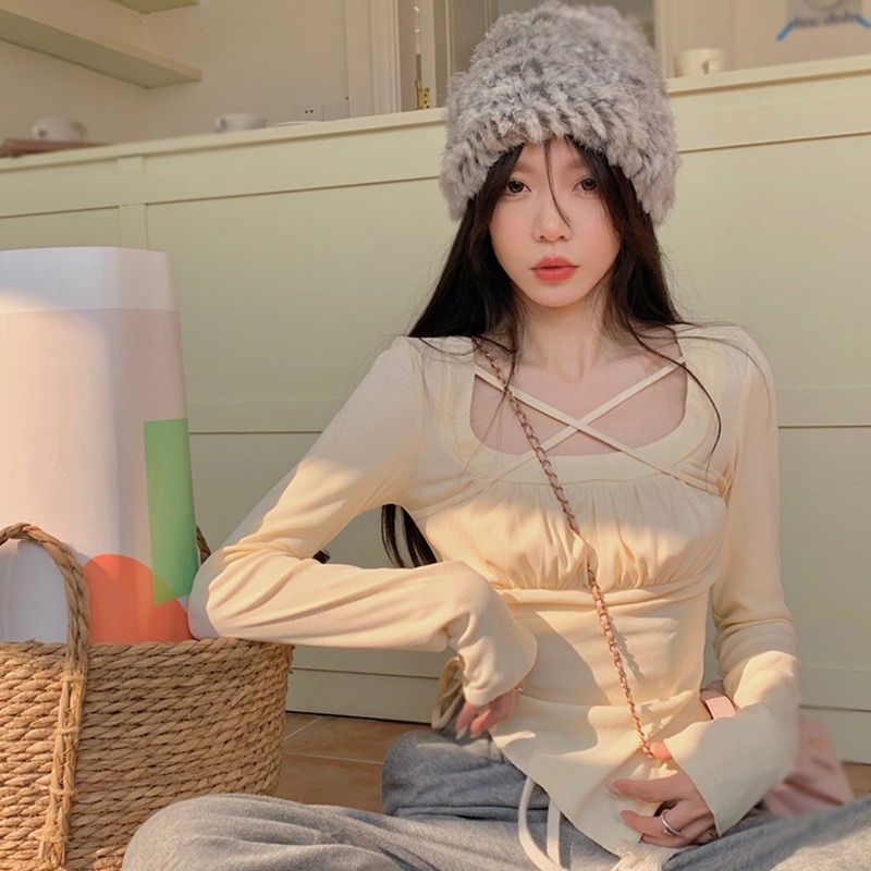 Áo Thun Cổ Vuông Dáng Ôm Thiết Kế Độc Đáo Thời Trang Cho Nữ