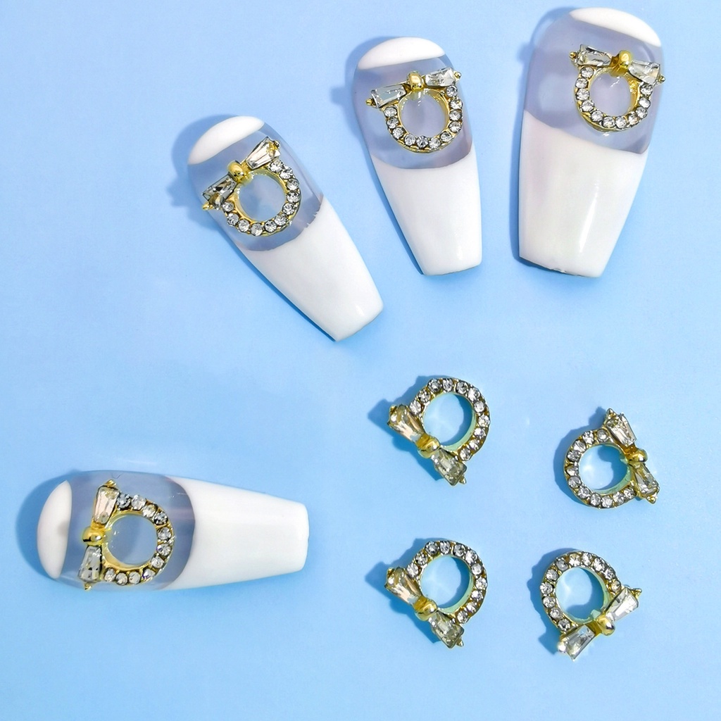 Bộ 10 Phụ Kiện Trang Trí Móng Tay Hình Nơ Bằng Hợp Kim Chống Rỉ Màu Sắc Tươi Sáng Đa Năng