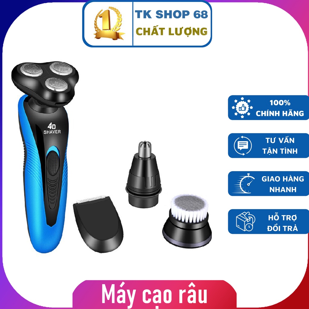 Máy Cạo Râu 4D Shaver 4in1 Cao Cấp - Máy Cạo Râu Thế Hệ Mới, Dung lượng pin lớn, máy khỏe, cạo sát sạch êm, chống nước