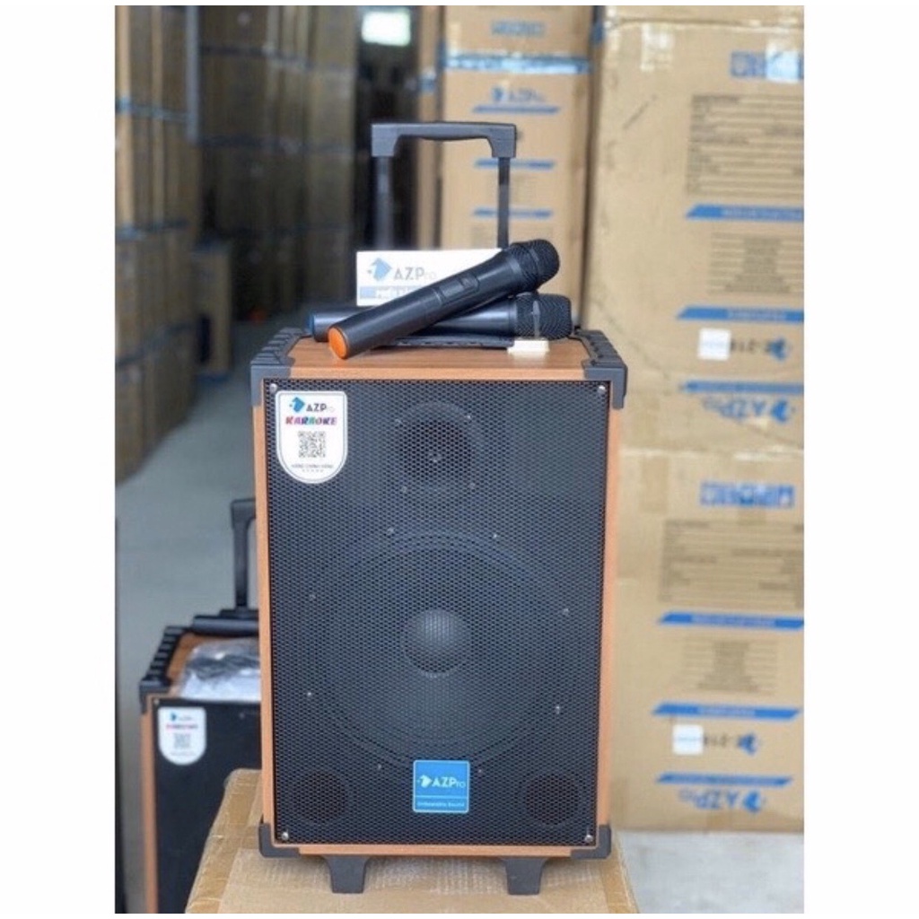 Loa kéo karaoke mini AZPro AZ 8 Loa bluetooth 2 mic Loa kẹo kéo di động