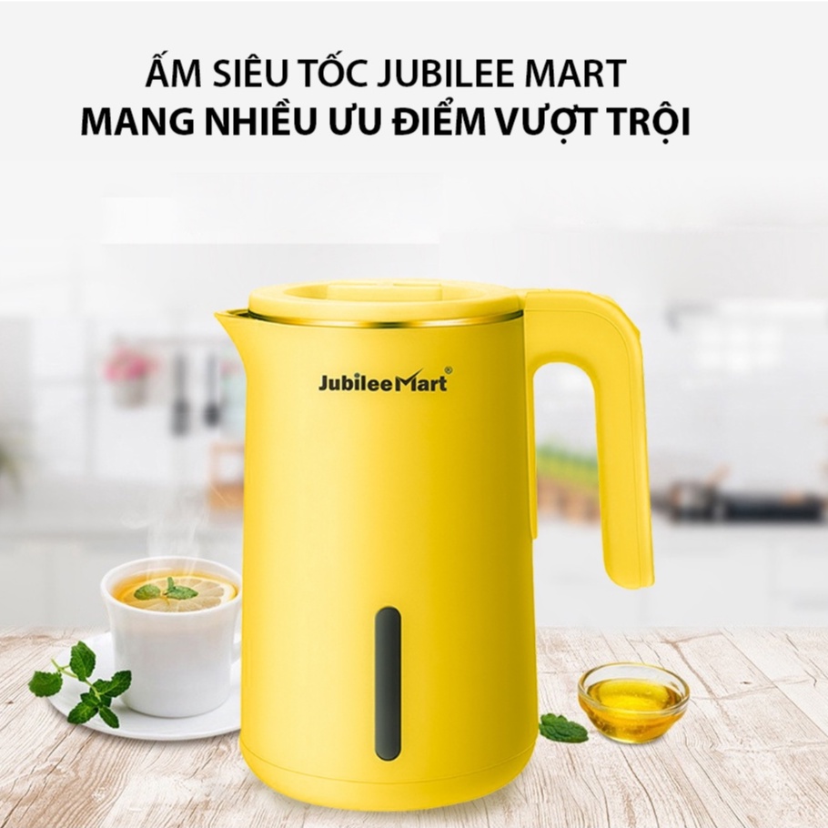 (Hàng công ty kiểm định an toàn) Bình đun nước siêu tốc Jubilee Mart 3 Lớp chống bỏng thiết kế thời trang sang trọng