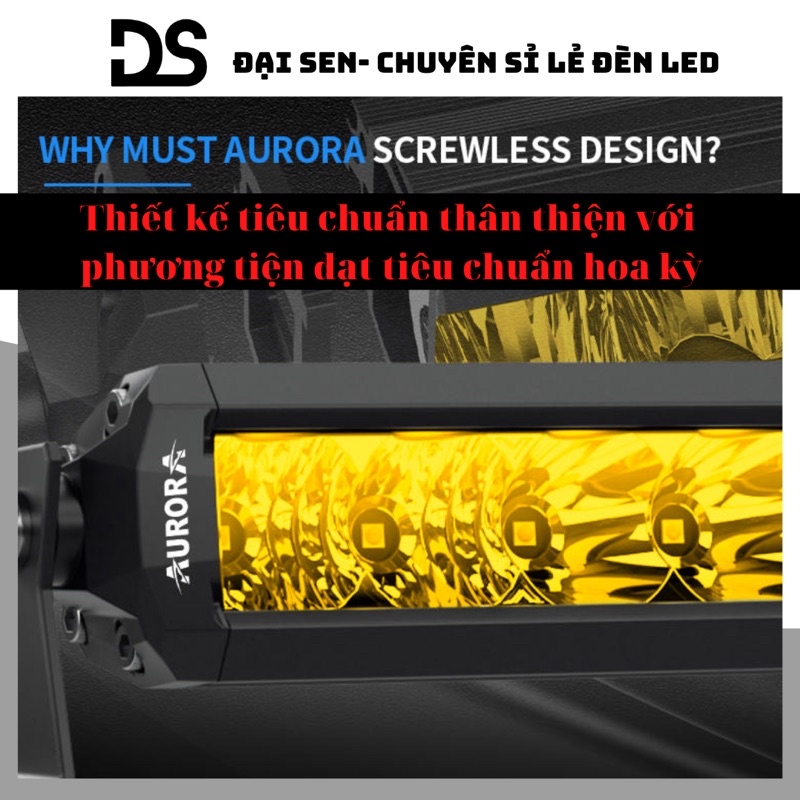 Thanh đèn led bar trợ sáng ô tô chính hãng Aurora chip osram 50W 6 10 20 Inch siêu sáng