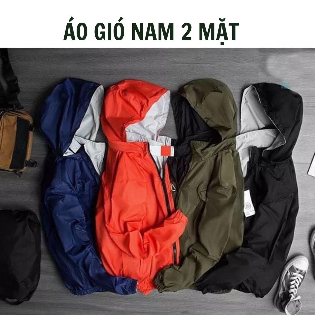 Áo gió nam 2 mặt chống nước, áo khoác nam chống gió - chống nước - chống lạnh - chống nắng hiệu quả .