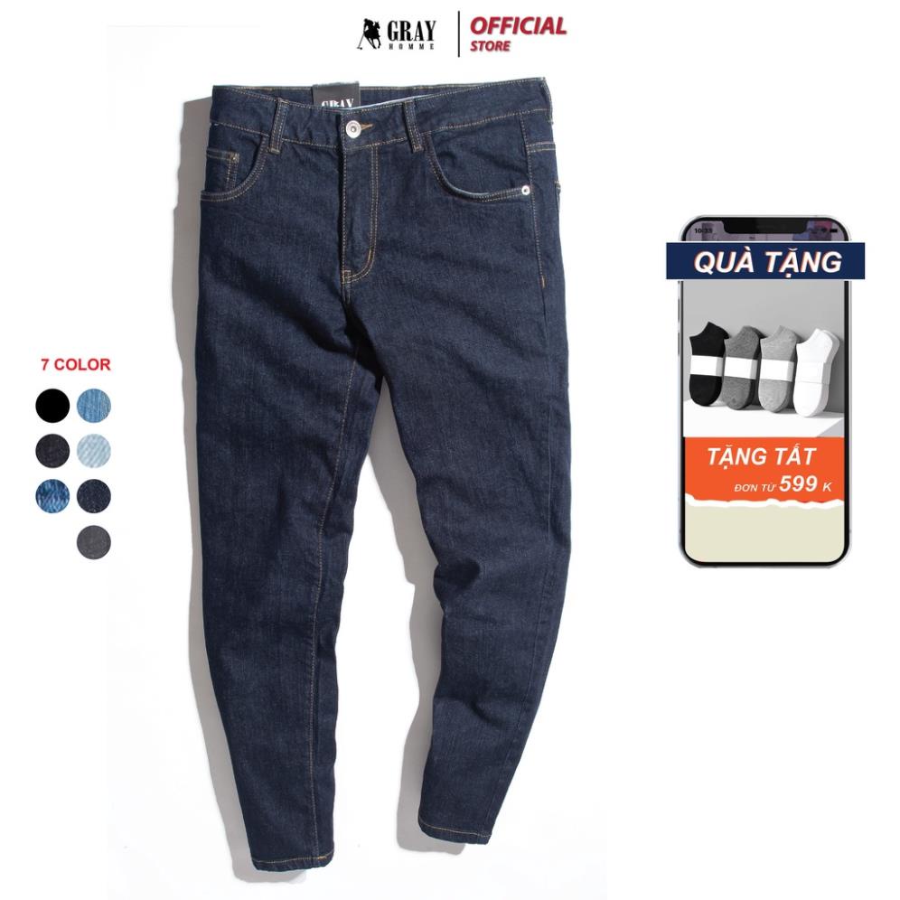 Quần Jean Nam GrayHomme Màu Xanh, Phom Ôm, Trẻ Trung, Thanh Lịch, Co Giãn Tốt BJ001 ❕