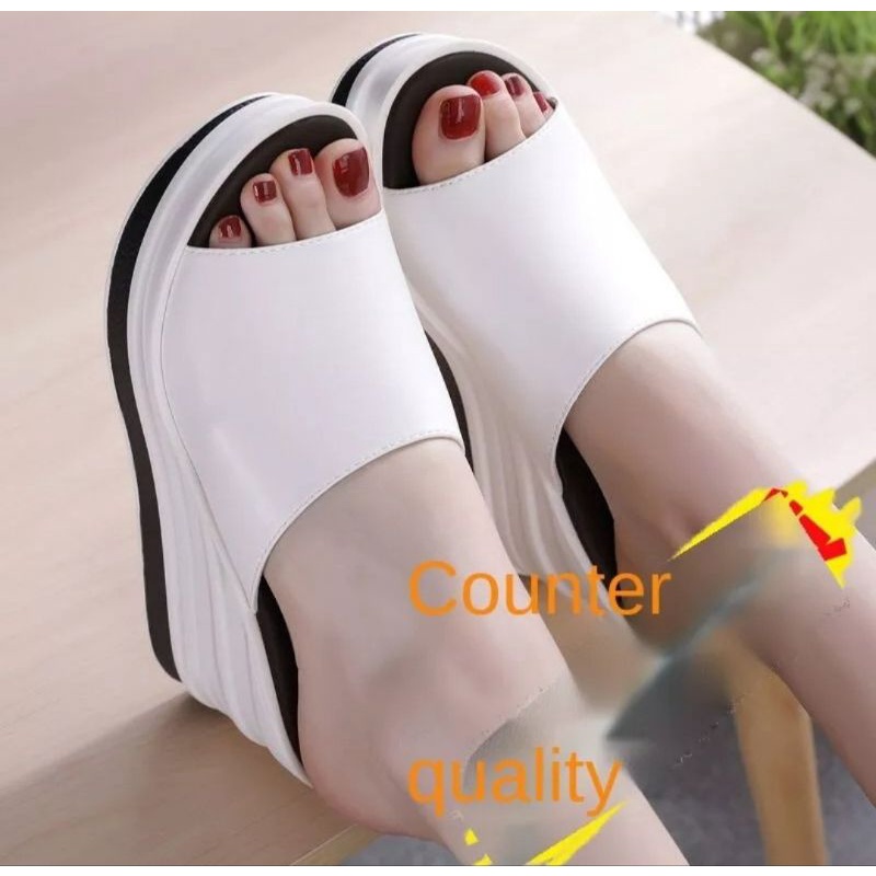 Dép đế xuồng quai da đế bánh mì   sọc 7f