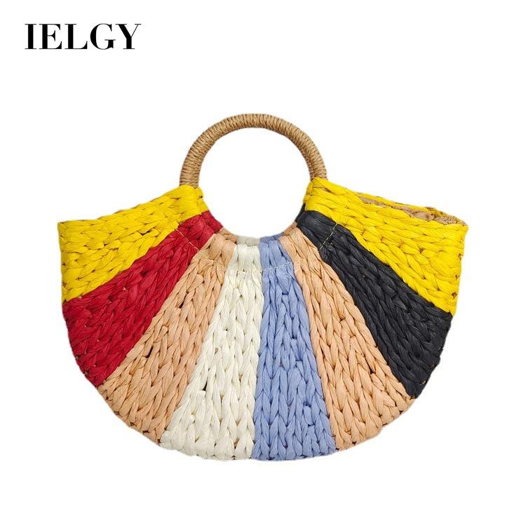 Ielgy Túi Xách Hình Bán Nguyệt Màu Sắc Tương Phản Xu Hướng Đường Phố Cho Nữ