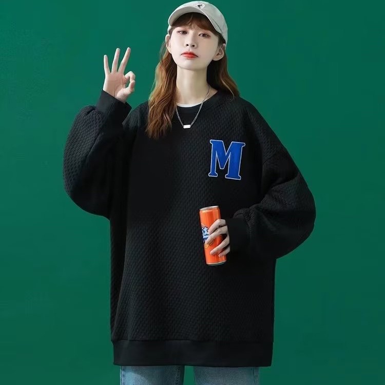 IELGY    Áo Sweater Cổ Tròn Dáng Rộng Phong Cách Hàn Quốc Thời Trang Cho Nữ