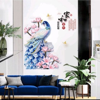 Decal dán tường chim công