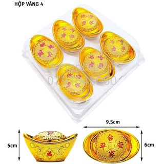 Hộp 6 thỏi vàng 8cm,10cm Trang Trí Cành Vàng Lá Ngọc, trang trí bàn thờ cầu tài lộc