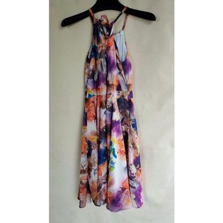 Đầm Hoa Cổ Yếm sz S, new 98%