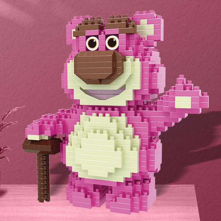 Bộ Đồ Chơi Lắp Ráp Mô Hình Gấu Và Dâu Tây Dễ Thương Dùng Trang Trí Bàn