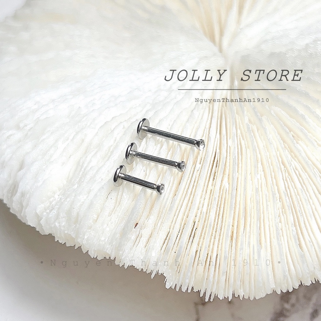 Khuyên môi mũi tai đá trắng 2mm JOLLY bằng thép y tế xỏ khuyên Piercing