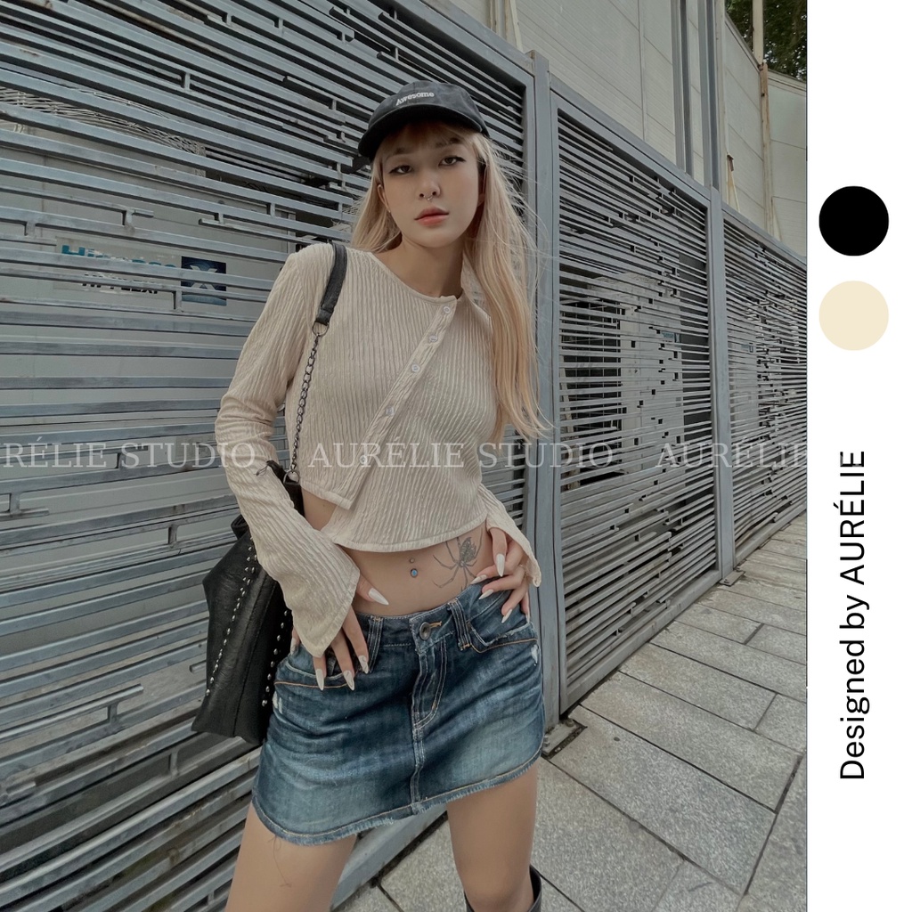 Áo len Crotop dài tay vạt chéo CAILY SHIRT by AURÉLIE