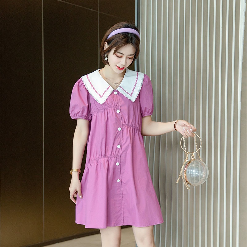 Women's Doll Collar Dress Green 2022 Summer Slim Casual Fashion Fashion Sweet Shirt Dress