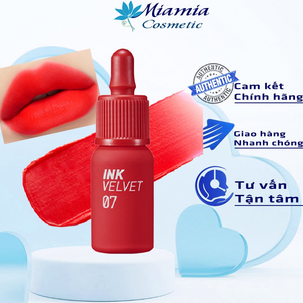 Son Ink Màu 07 Girlish Red Đỏ Cam Lì Peripera Ink Velvet Lip Tint Mới Nhất  [CHÍNH HÃNG]