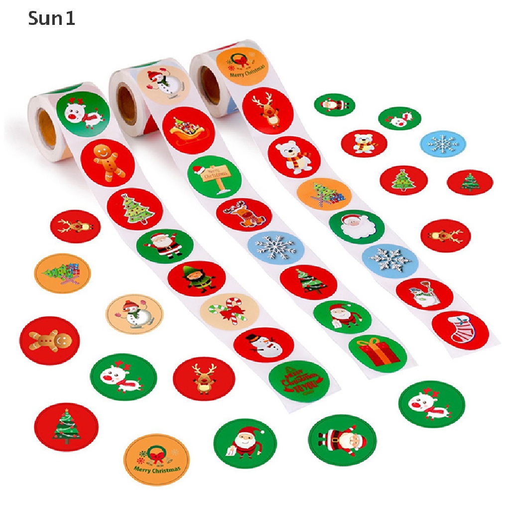 Cuộn 500 Nhãn Dán Trang Trí Túi Kẹo Họa Tiết Giáng Sinh Đáng Yêu 1 &gt;