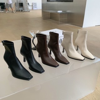 giày bốt da cao gót nhọn 7cm boots thời trang nữ