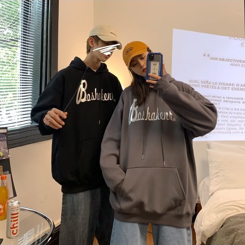 Áo hoodie Dáng Rộng Có In Chữ Thời Trang Phong Cách Hàn Quốc Cho Nam / Nữ