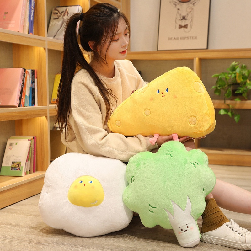 Gối Nhồi Bông Mềm Mại Hình Cơm Bánh Mì Dễ Thương Cho Bé