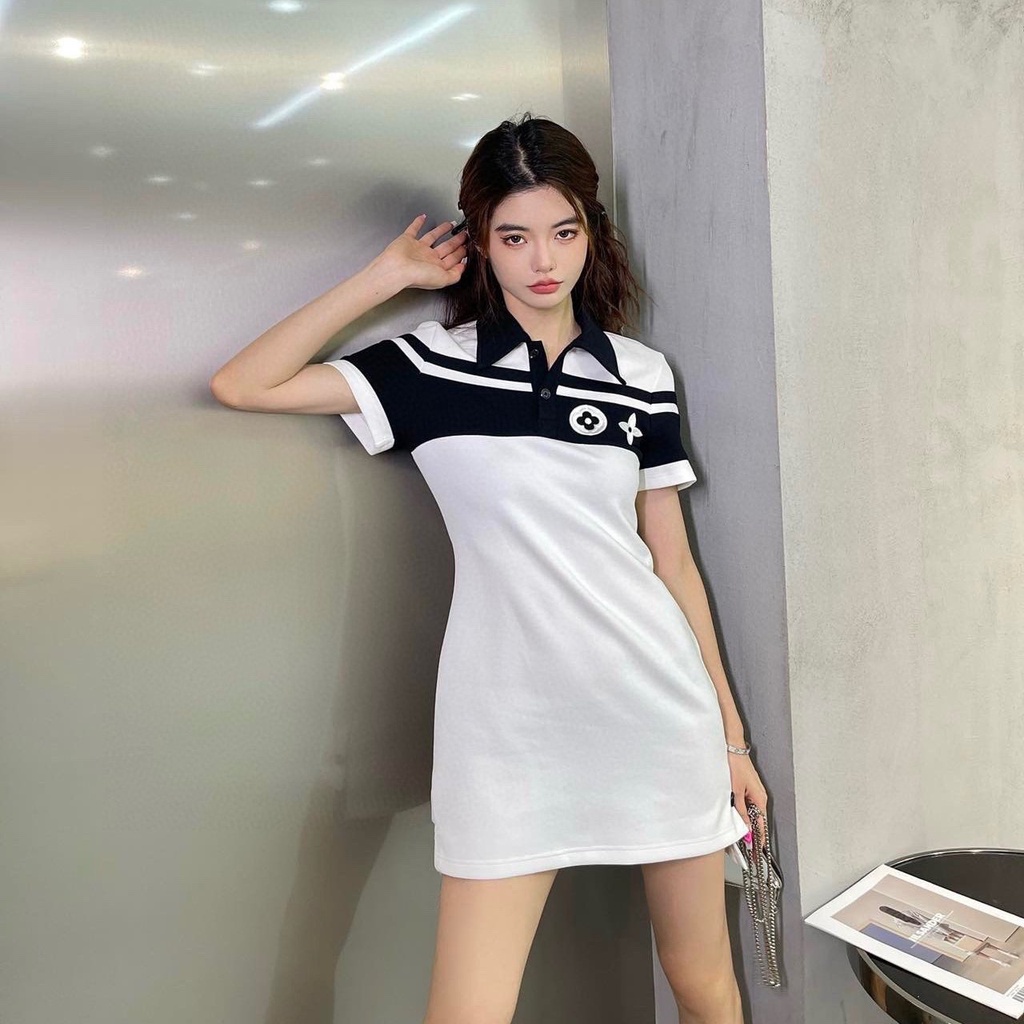 Đầm Suông Cổ Polo L.V Chất Vải Mềm Mịn, Thoáng Mát