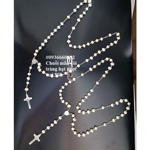 CHUỖI TRÀNG HẠT MÂN CÔI DÂY DÀI 50 HẠT HẠT N.TRAI, THÁNH GIÁ INOX BENEDICTO QUÀ TẶNG CÔNG GIÁO Ý NGHĨA