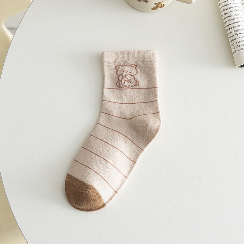 Vớ cotton Cổ Cao Màu Cà Phê Nhạt Thời Trang Thu Đông Dễ Thương Cho Nữ