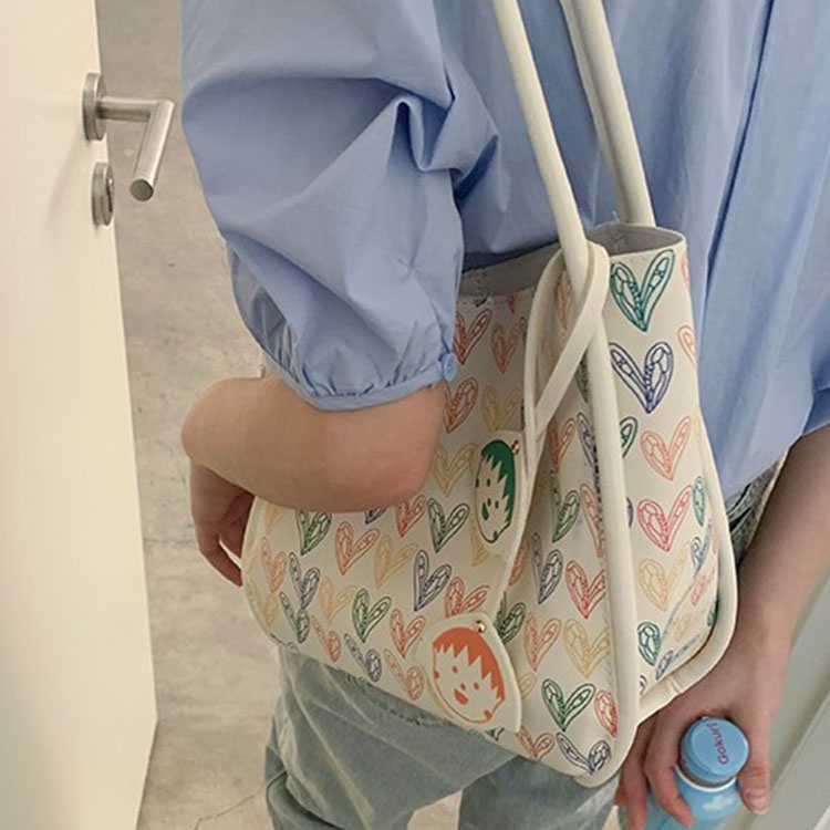 Túi Đeo Vai Sức Chứa Lớn Họa Tiết Hoạt Hình Cho Nữ