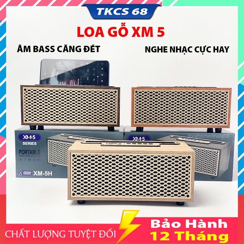 Loa bluetooth XM5 vỏ gỗ, thiết kế sang trọng, bass mạnh mẽ, nghe nhạc hay bảo hành 1 năm