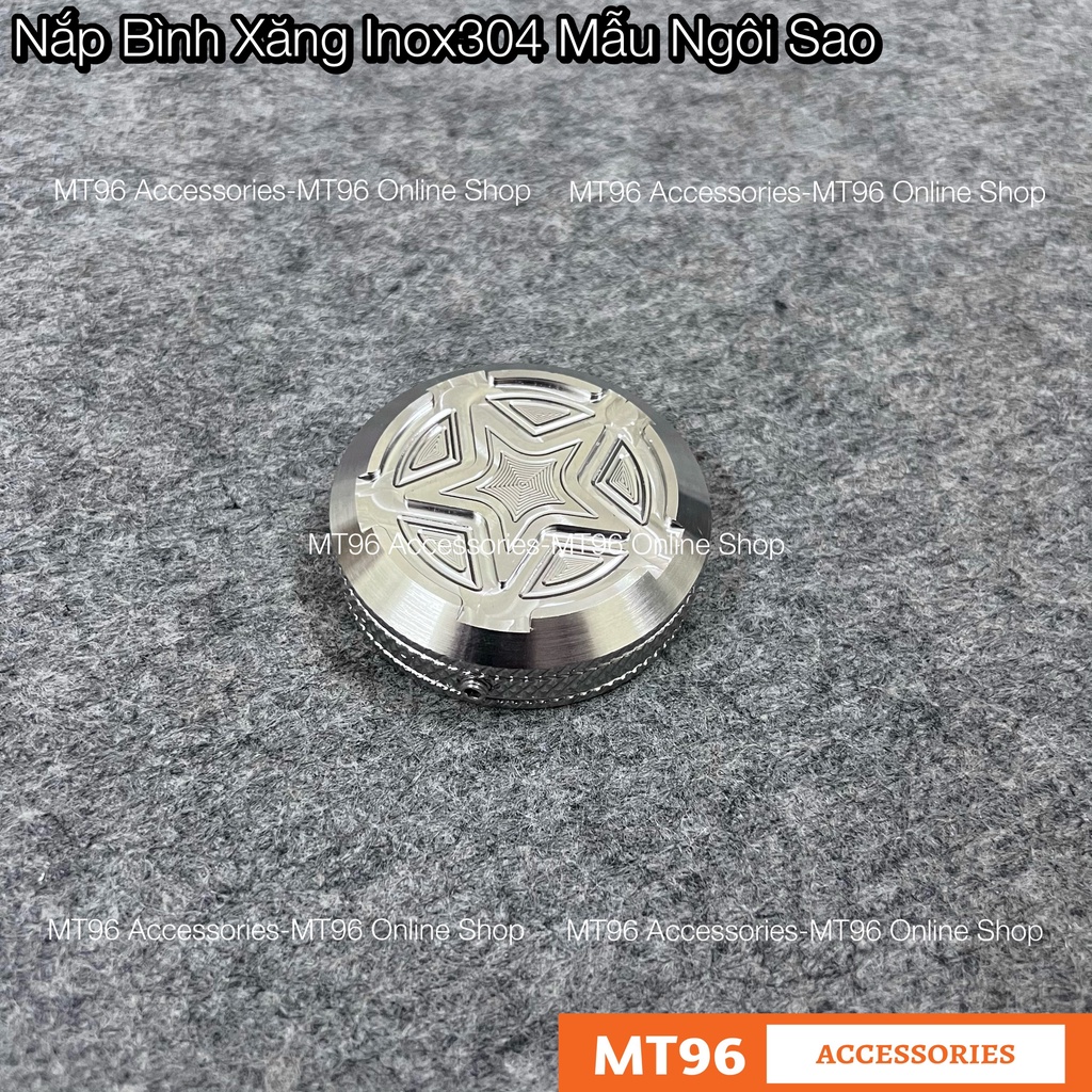 Nắp Bình Xăng Inox Mẫu Ngôi Sao Gắn Cho Nhiều Dòng Xe Chuẩn Inox304 Nguyên Khối Siêu Bóng