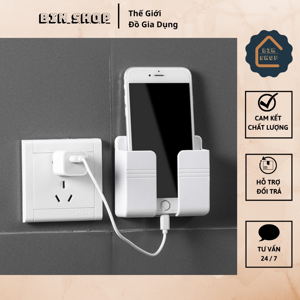 Kệ dán tường để Remote, Giá đỡ sạc điện thoại - Gia dụng Bin Shop