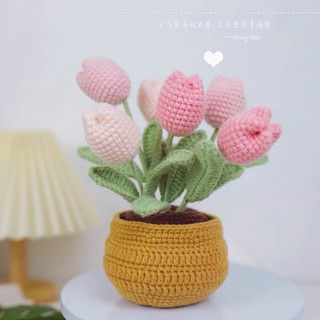 Chậu hoa len handmade
