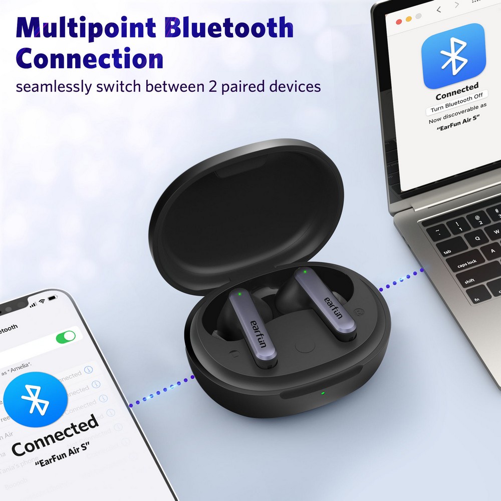 Tai Nghe Bluetooth v5.2 Earfun Air S ✔️ ANC ✔️ QCC3046 ✔️ kết nối 2 thiết bị - Chính Hãng