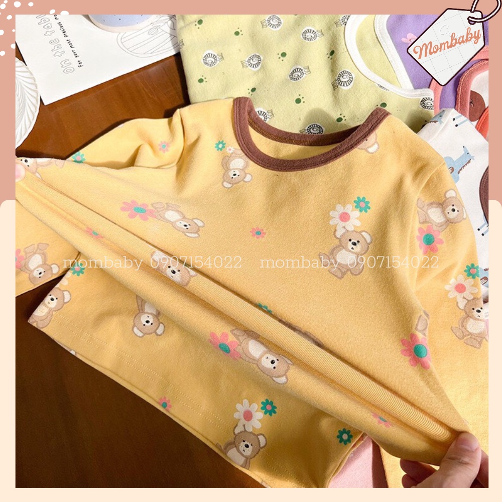 Bộ Dài Tay Hoạ Tiết Thun Cotton Co Dãn Cho Bé 8-28kg Thích Hợp Mặc Thu Đông
