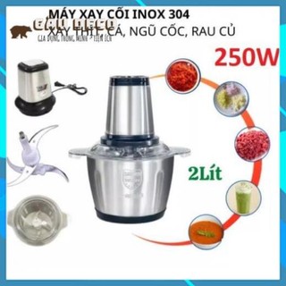 Máy xay thịt bằng cối inox 2 lít dao 4 lưỡi