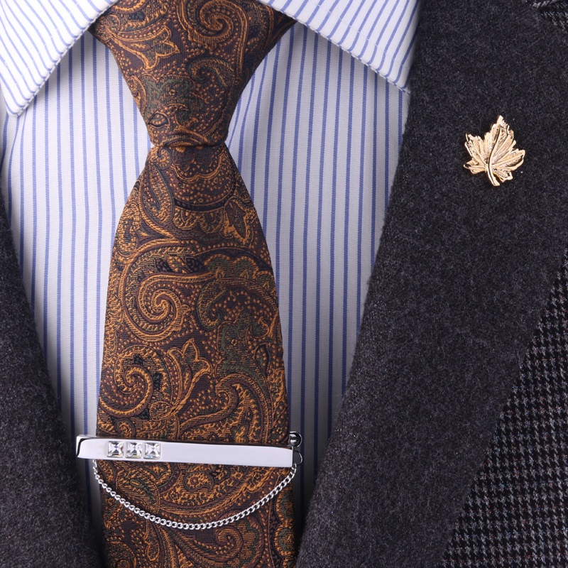 Trâm Cài Áo Hình Lá Phong Tráng Men Đính Đá Zircon Thời Trang Cho Nam Và Nữ