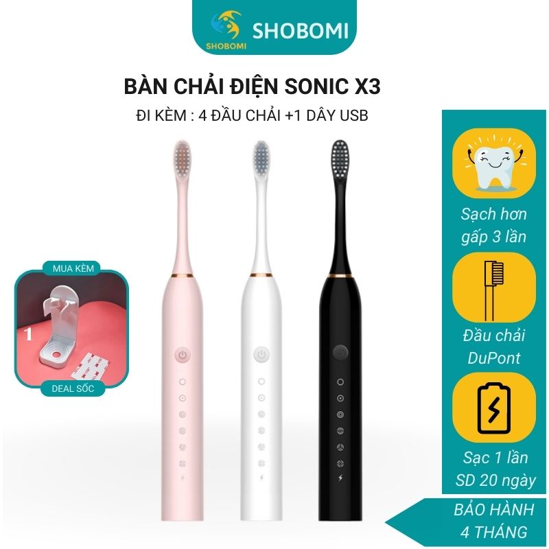 Bàn chải đánh răng điện hàng đầu dành cho người lớn sonic x3 sạc hoàn toàn tự động dành cho phụ nữ và nam giới DCX3