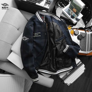 ÁO KHOÁC BOMBER NỈ DẠ KẺ BIG SIZE NAM