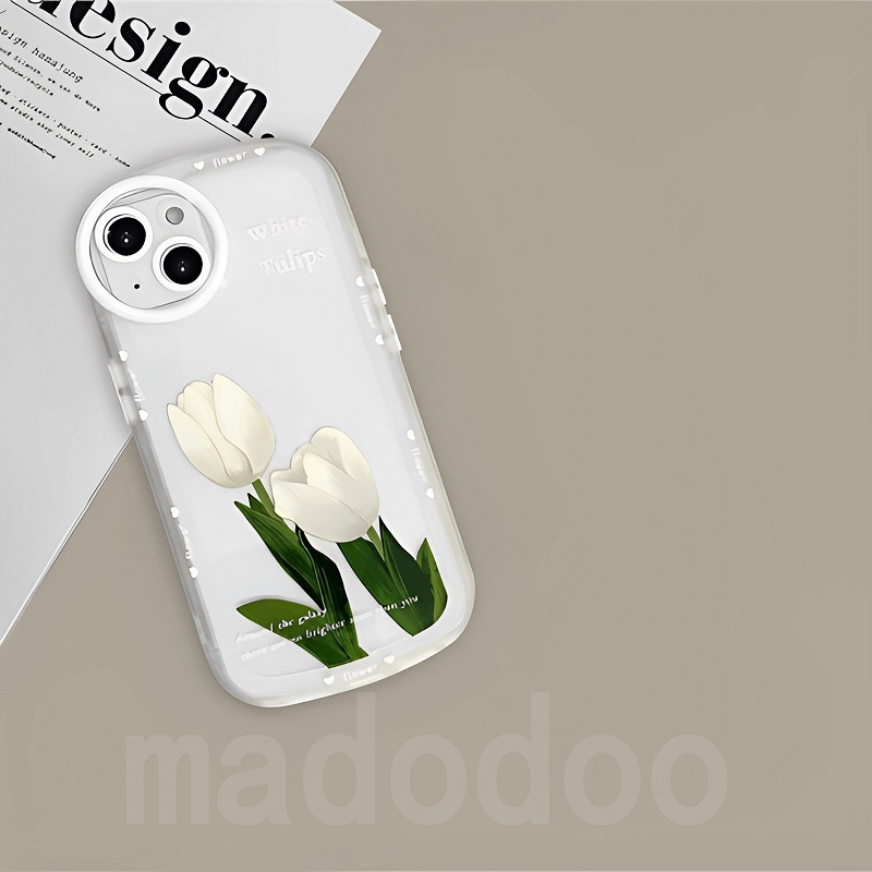 Casing Realme 11 10 Pro+ 9i 8 7i 5 5i 6i 6 6S 5S C53 C55 C30S C30 C31 C35 C12 C25 C25S Narzo N53 20 30A C21Y C25Y C20 C11 2020 2021 C17 C1 U1 2 Pro ins Tulip Flowers High Quality Oval Airbag Shockproof Clear Soft Phone Case Full Back Cover DYJ 09