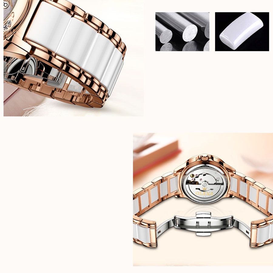 Đồng hồ nữ Olevs máy cơ size 32.5mm,dây kim loại bằng thép,chống nước 30m, bảo hành toàn quốc 12 tháng
