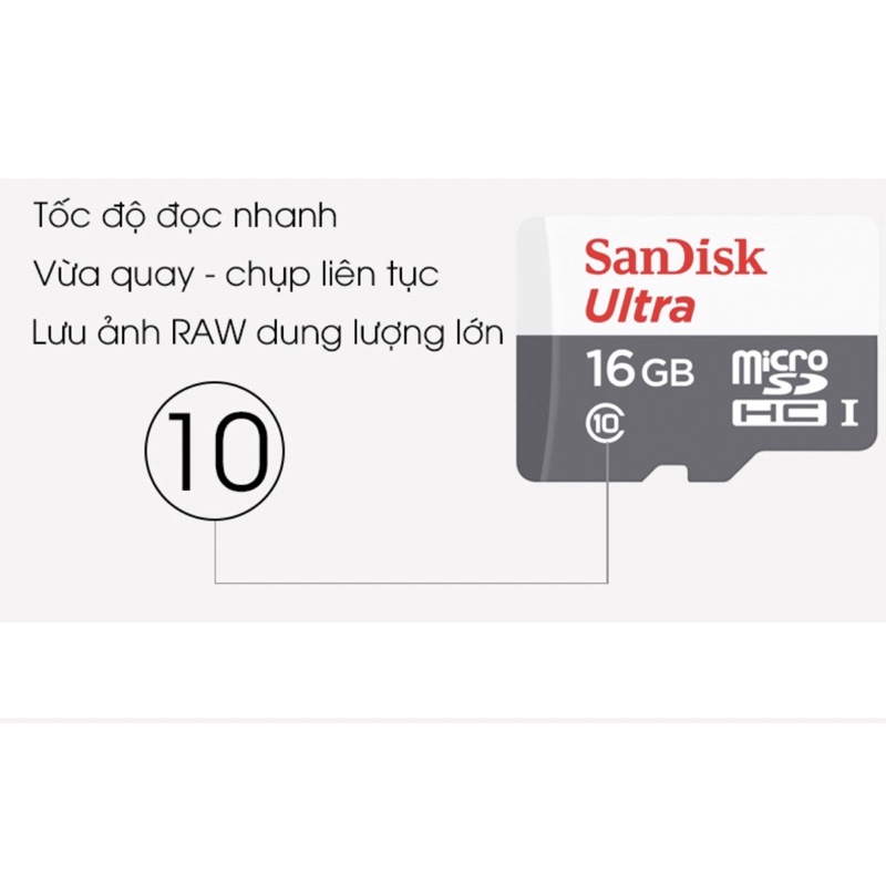 Thẻ nhớ Micro SD 16 GB Sandisk Class 10