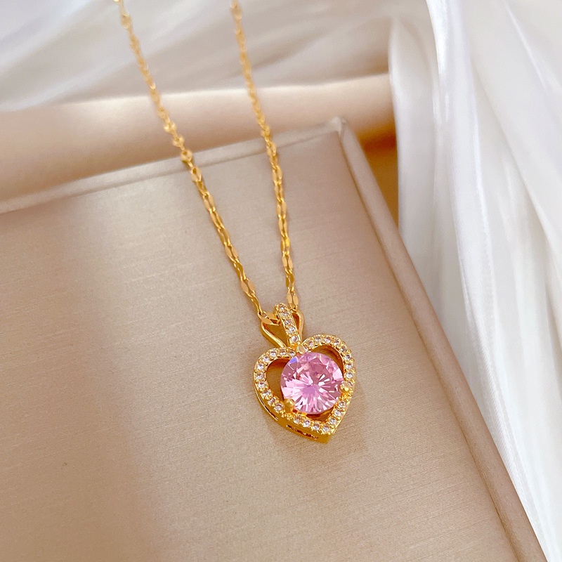 Dây Chuyền Thép Titan Nhẹ Đính Kim Cương Sang Trọng Cho Nữ